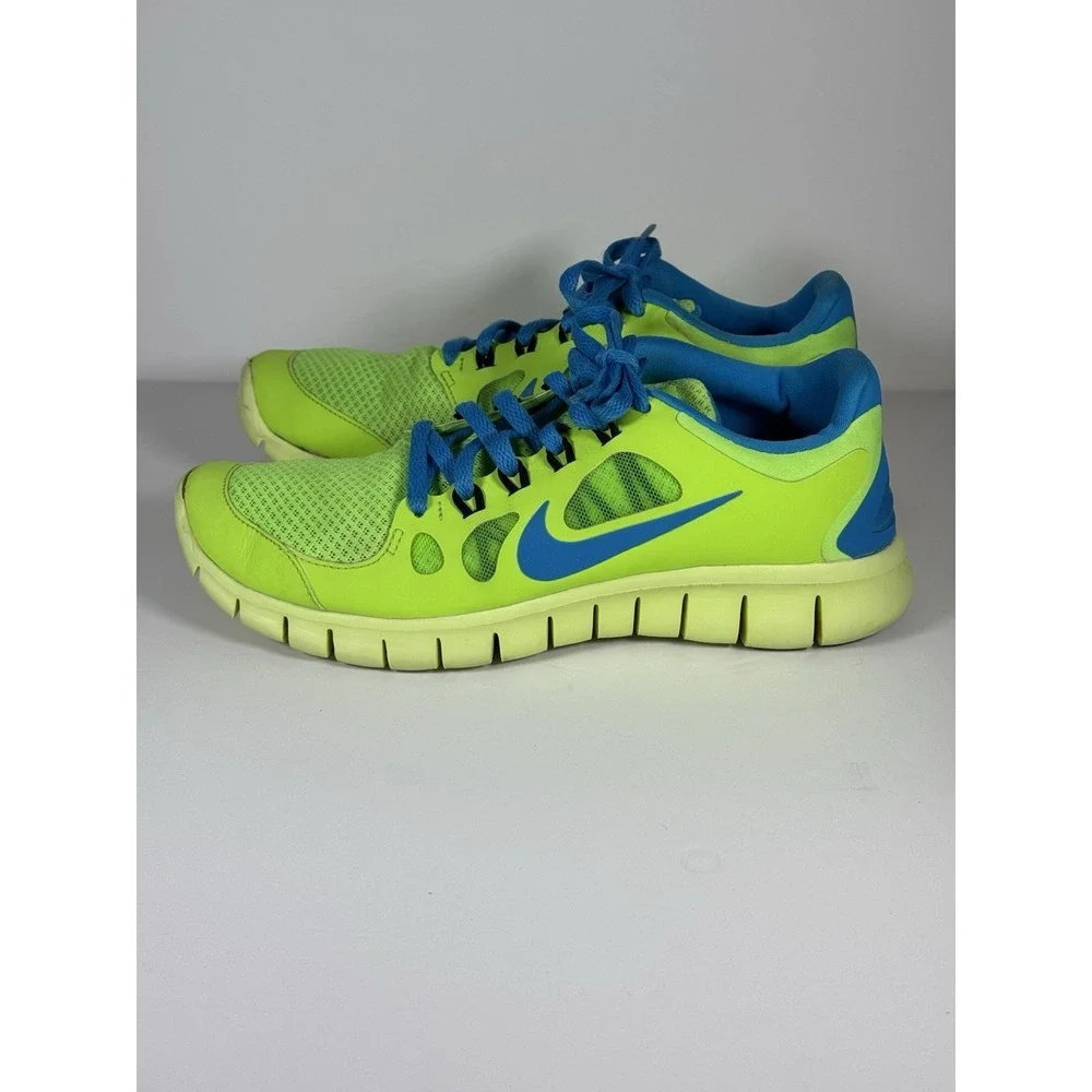 Nike Free 5.0 Flash Lime Blue Hero Black Youth Size 7 - Picture 5 of 10